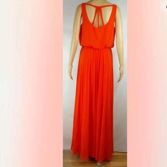 Bisou Bisou Orange Sleeveless Cut Out Back Maxi Dress Women's Size 16 - Picture 2 of 11